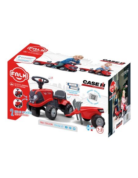 Vaikiškas paspirtukas traktoriukas Jeździk Baby Case IH su priekabėle vaikams nuo 12 mėnesių