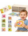 VIGA Holzpuzzle 12 Tafeln im Ständer – pädagogischer Spielspaß