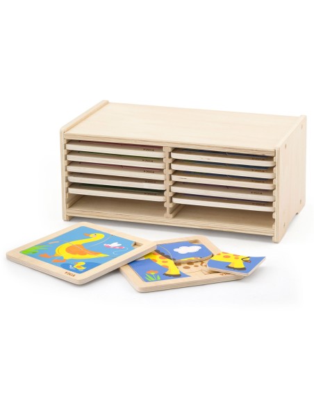 VIGA Wooden Puzzle 12 Boards in a Stand - Educational Fun