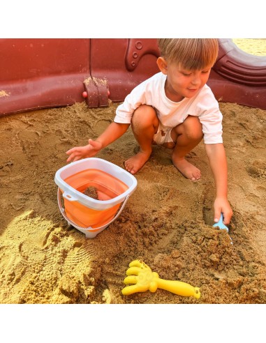 WOOPIE Folding Bucket with Rake and Shovel Set Orange