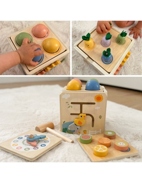 Wooden Educational Cube 5-in-1 Tooky Toy - sorter and clock for children