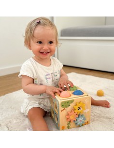 Wooden Educational Cube 5-in-1 Tooky Toy - sorter and clock for children 2