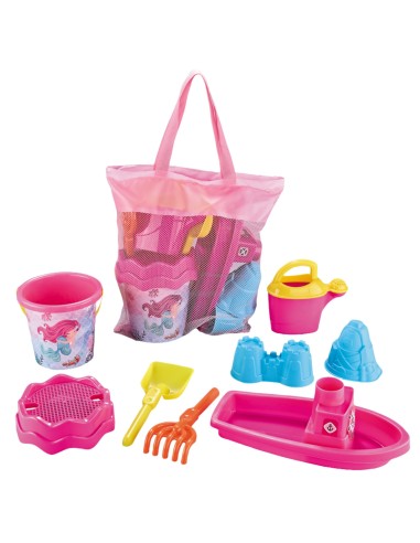 Woopie Pink Sand Beach Set with Boat and Bag 9 Pieces
