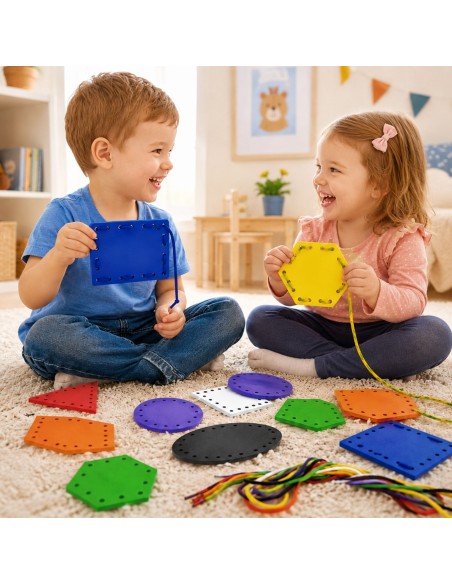 VIGA medinės Montessori siūlų vėrimo formos vaikams