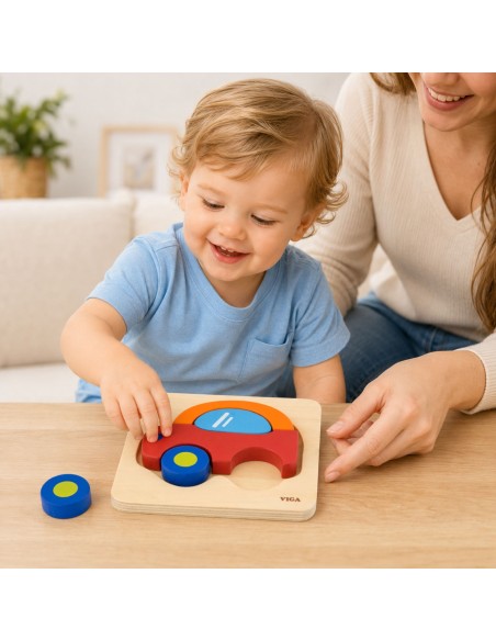 VIGA Wooden Puzzle for Babies - Car, Fun and Learning