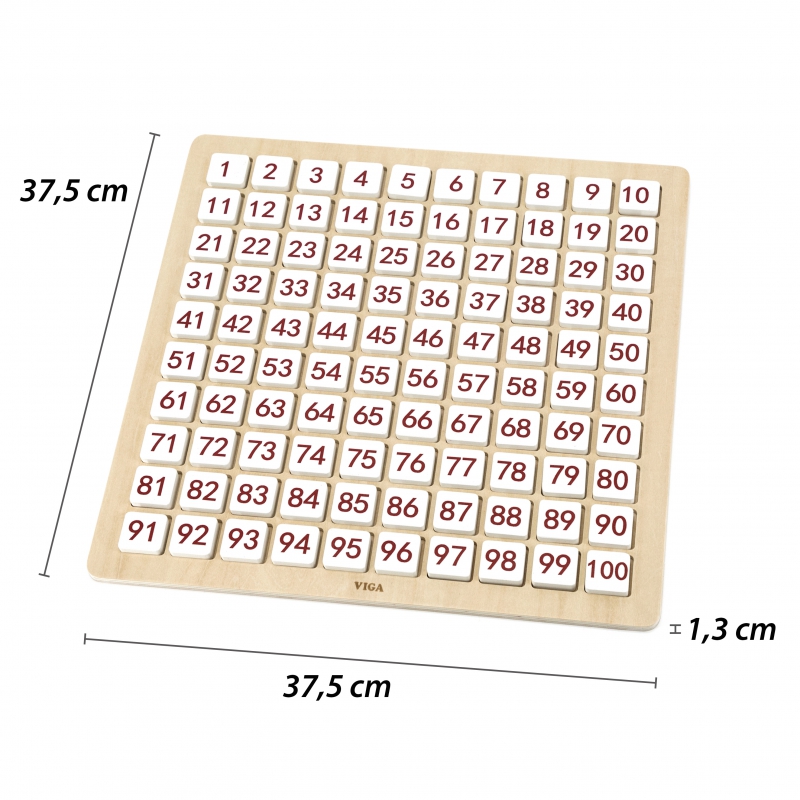 VIGA Drewniana Edukacyjna Tablica Matematyka i Alfabet 100 Elementów Montessori