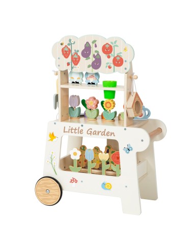 Tooky Toy 57-piece Garden Cart Shop - Wooden Toy
