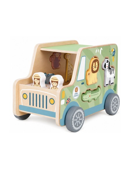 TOOKY TOY wooden safari activity car - animals 9 pcs.