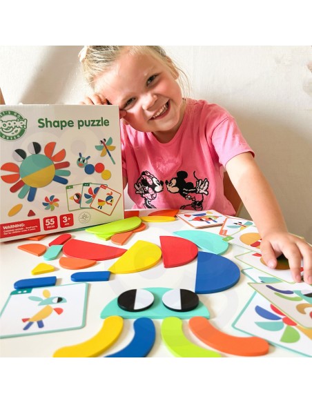 WOOPIE GREEN Wooden Montessori Puzzle 40 Patterns - 55 pcs.