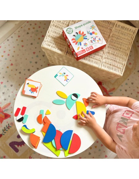 WOOPIE GREEN Wooden Montessori Puzzle 40 Patterns - 55 pcs.