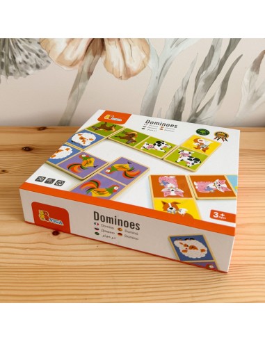 Domino drewniane układanka zwierzątka farma – edukacyjna gra Viga