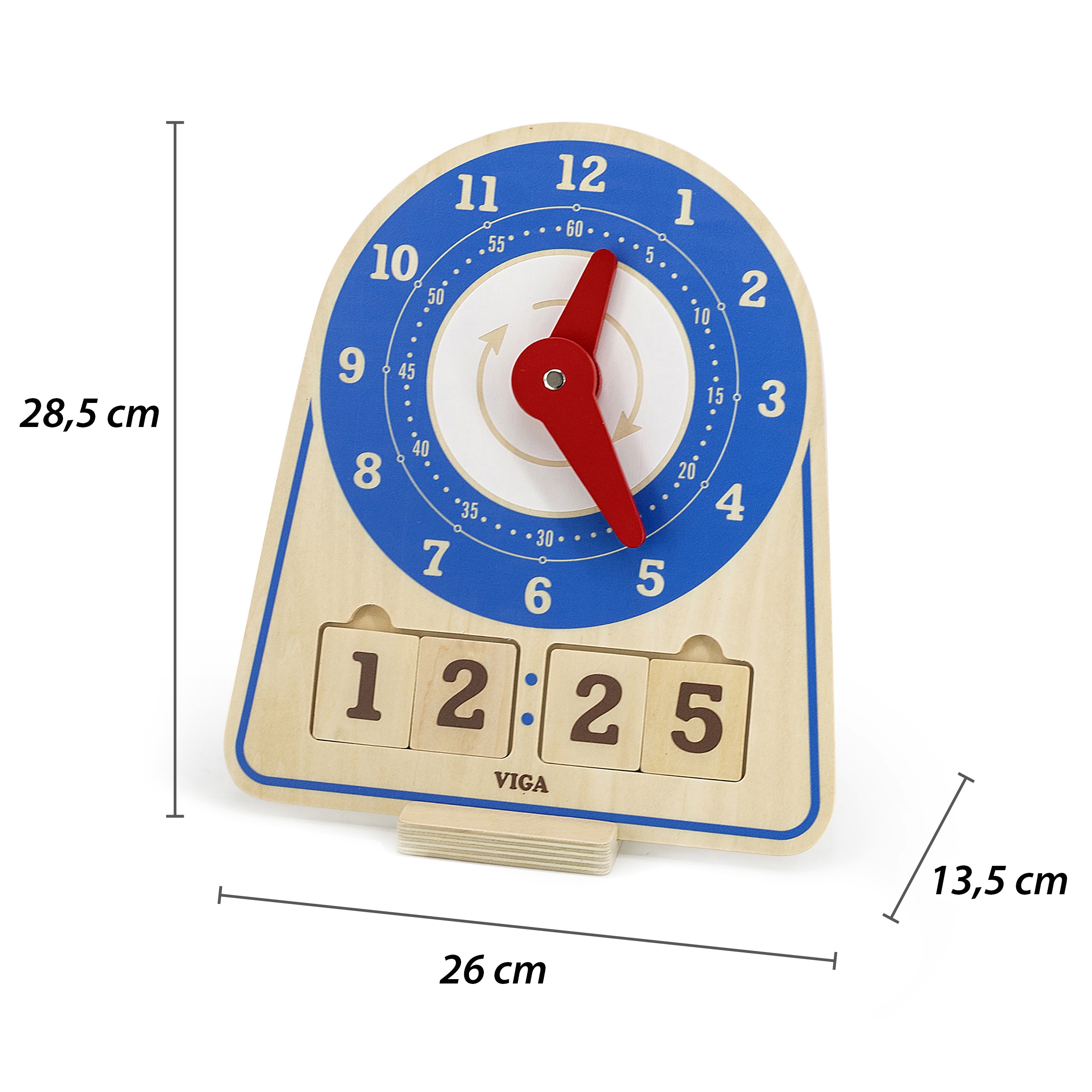 VIGA Drewniany Zegar Nauka Zegara  Czasu Montessori