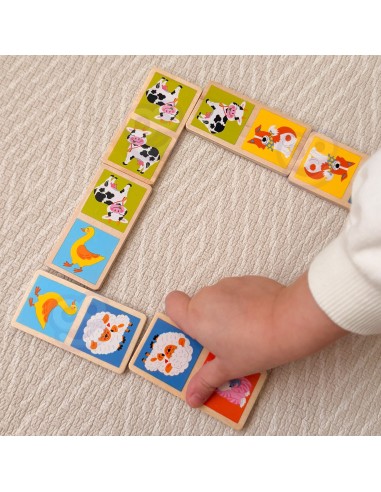 Holzdomino Legespiel Bauernhoftiere – Lernspiel von Viga