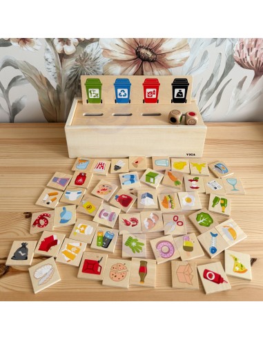 VIGA Educational Garbage Sorting Puzzle - Wooden Game