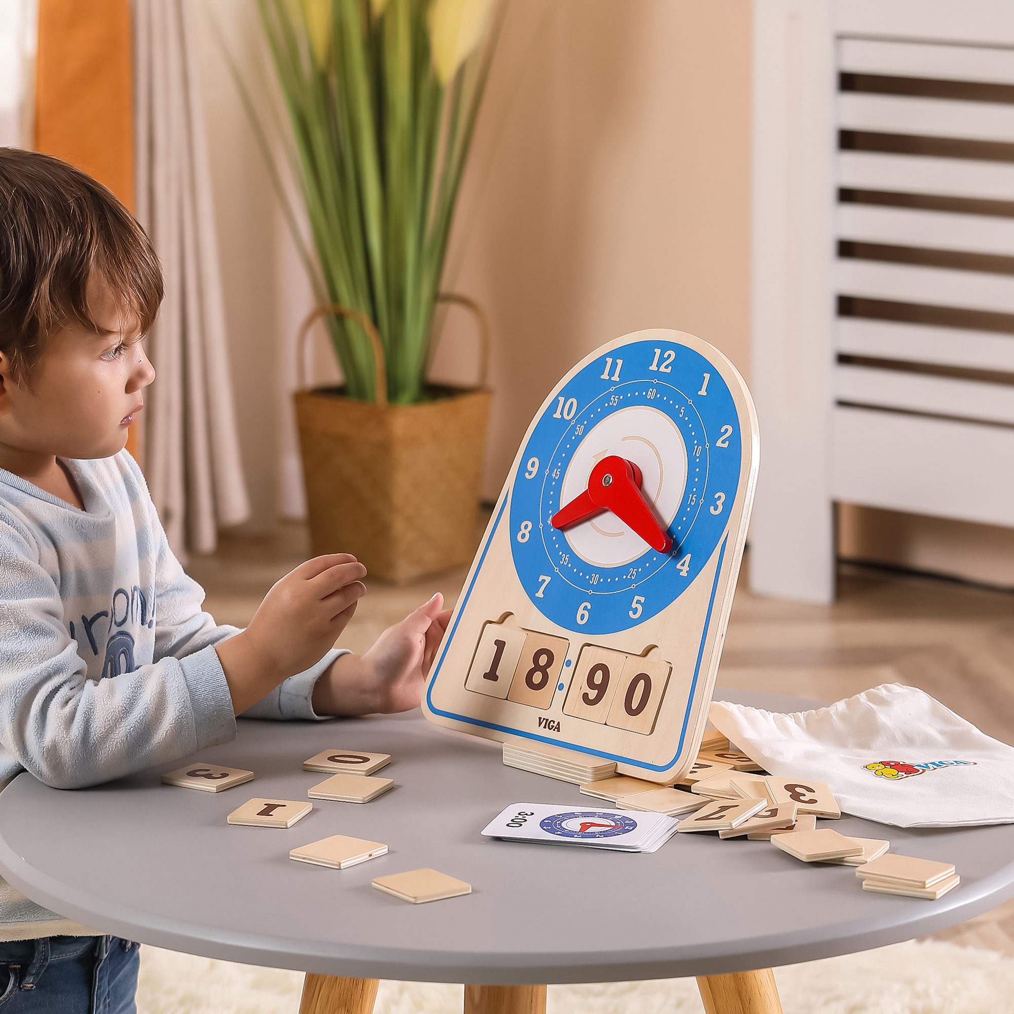 Drewniany zegar nauka zegara czasu montessori