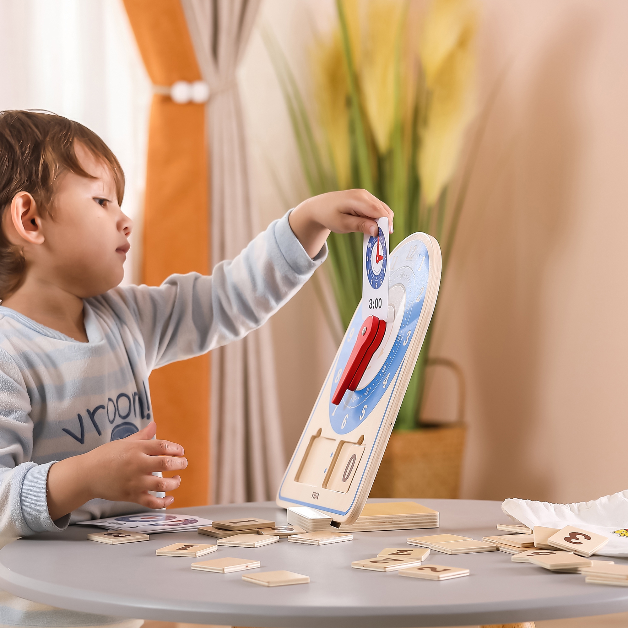 Drewniany zegar nauka zegara czasu montessori