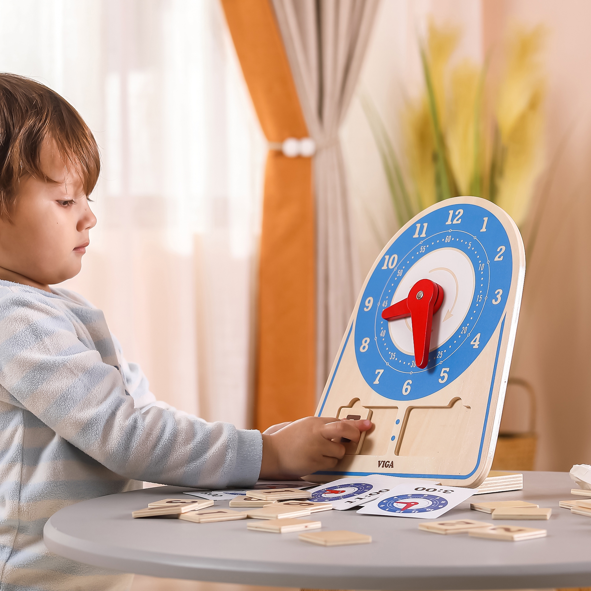 Drewniany zegar nauka zegara czasu montessori