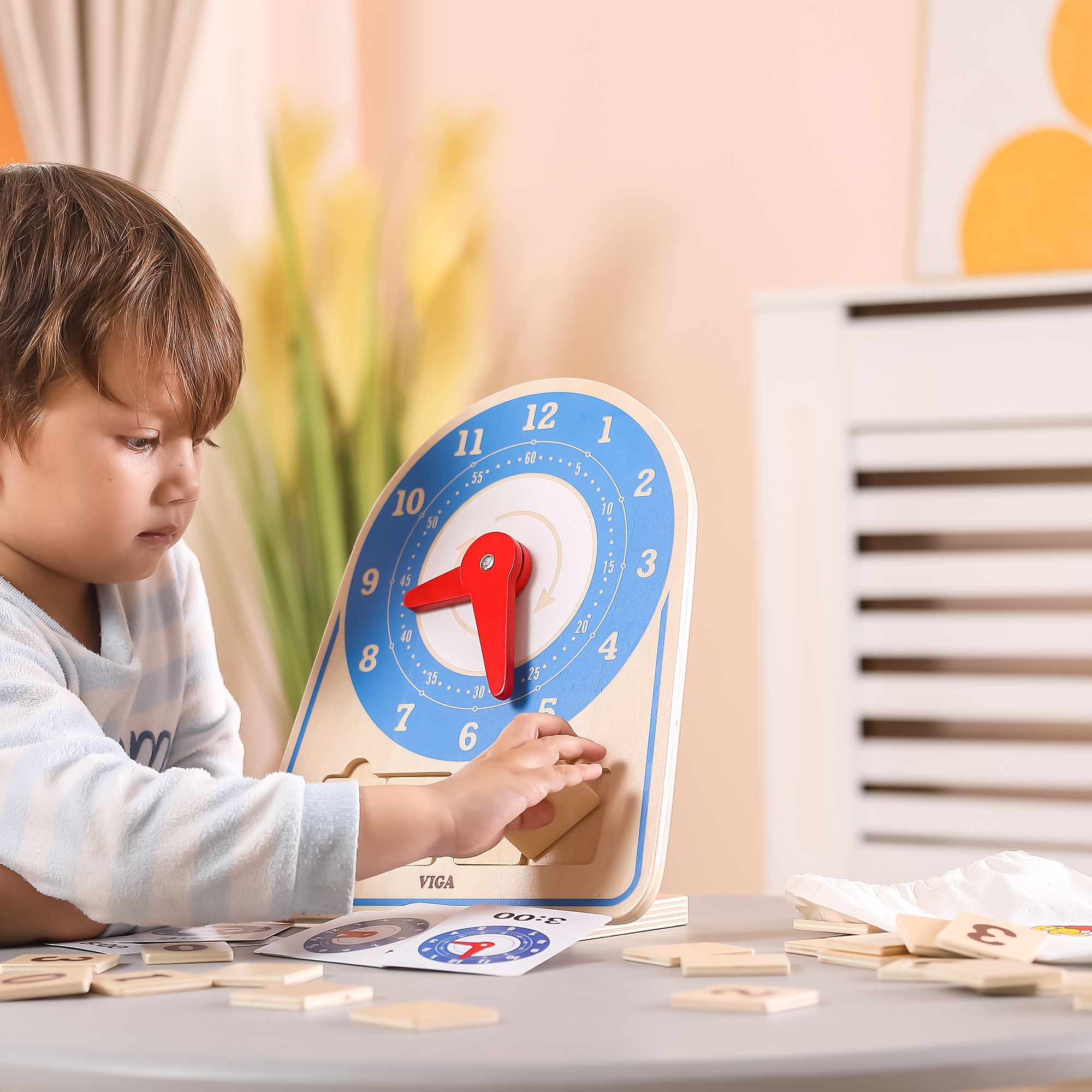 Drewniany zegar nauka zegara czasu montessori