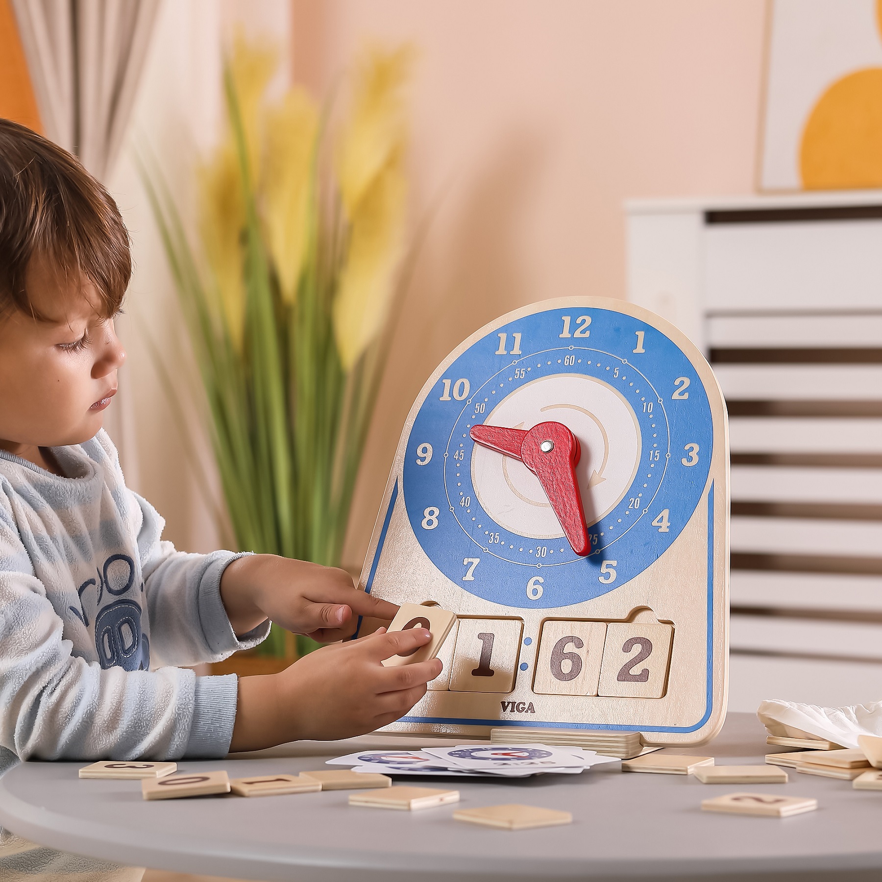 Drewniany zegar nauka zegara czasu montessori