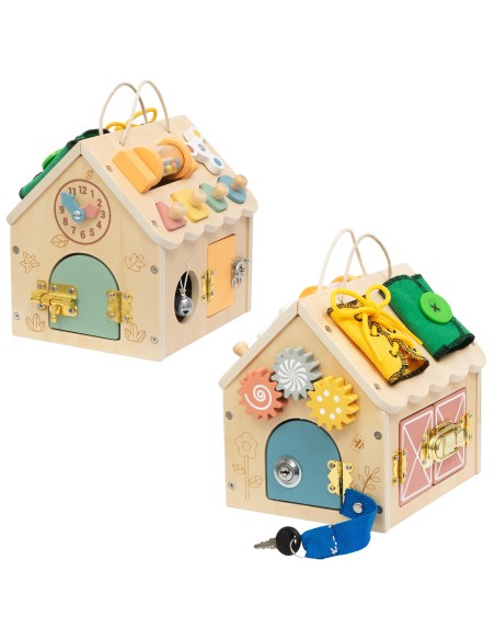 TOOKY TOY wooden manipulative house - toy with locks