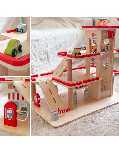Wooden Parking Garage with Lift VIGA - 4 Cars and a Helicopter