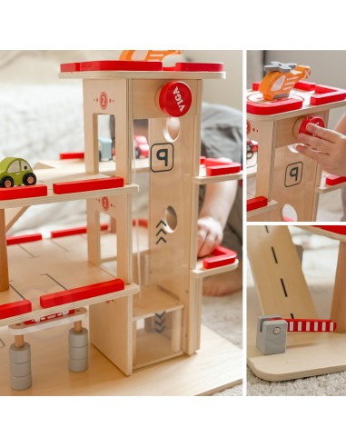 Wooden Parking Garage with Lift VIGA - 4 Cars and a Helicopter