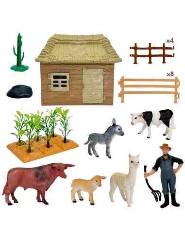 Bauernhof-Set mit Tieren 37-tlg. WOOPIE – Häuschen und Figuren, Kleiner Farmer