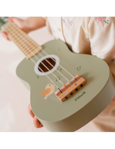 Viga medinė ukulele vaikams žalios su natomis