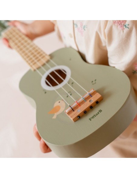 Viga medinė ukulele vaikams žalios su natomis