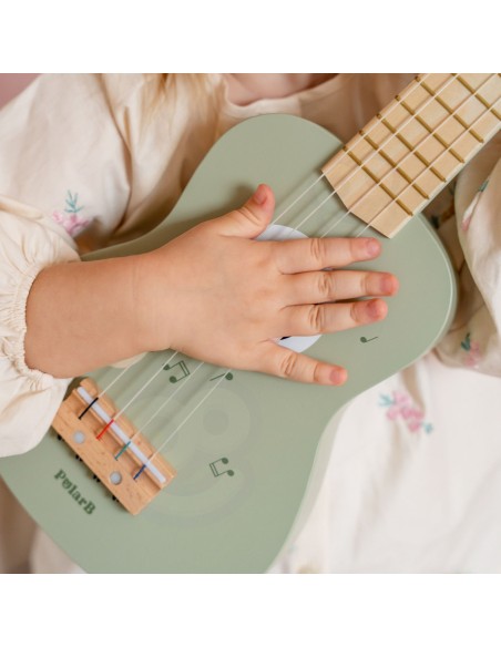 Viga medinė ukulele vaikams žalios su natomis