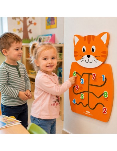 Montessori wooden educational kitten manipulation board - Viga Toys