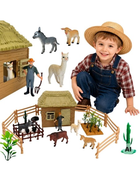 Bauernhof-Set mit Tieren 37-tlg. WOOPIE – Häuschen und Figuren, Kleiner Farmer