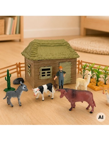 Farm with Animals 37 pieces WOOPIE - Little Farmer's House and Figurines