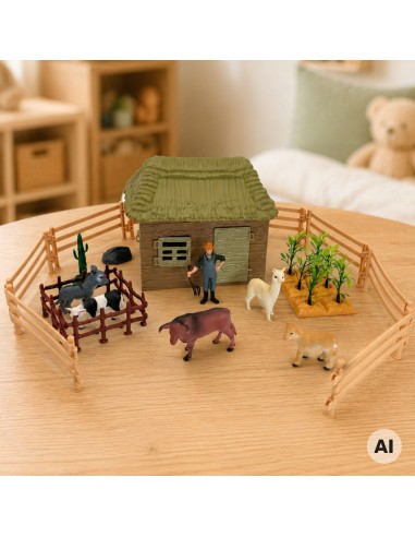 Bauernhof-Set mit Tieren 37-tlg. WOOPIE – Häuschen und Figuren, Kleiner Farmer