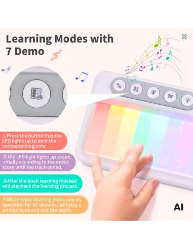 Rainbow Touch Piano for Kids Lights Melodies Learning Mode 3+