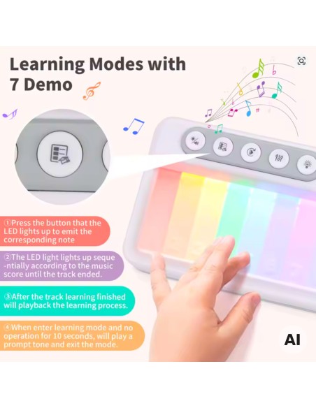 Rainbow Touch Piano for Kids Lights Melodies Learning Mode 3+
