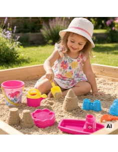 Woopie Pink Sand Beach Set with Boat and Bag 9 Pieces 2