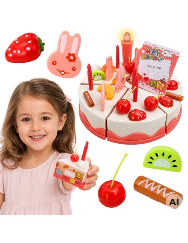 WOOPIE Cuttable Birthday Cake with Candles and Fruits 40 pcs.