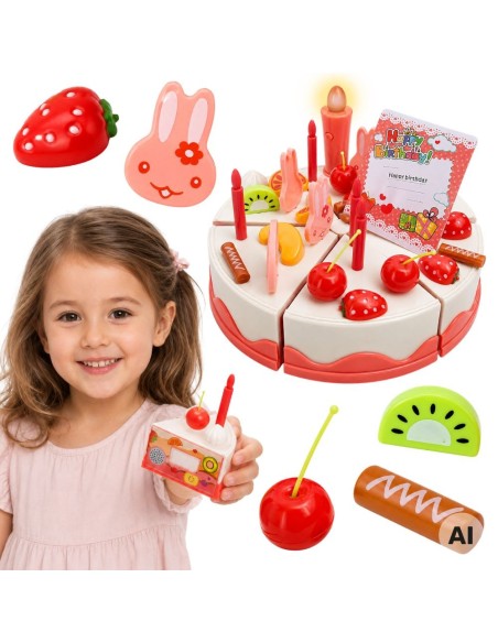 WOOPIE Cuttable Birthday Cake with Candles and Fruits 40 pcs.