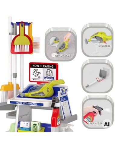 Children's cleaning set - trolley and vacuum cleaner 22 pieces