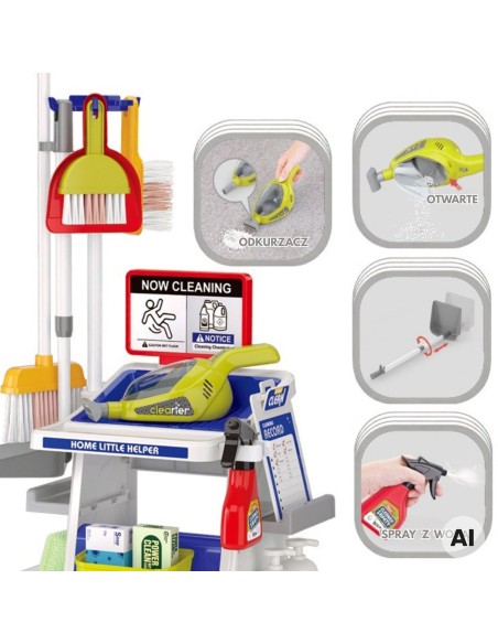 Children's cleaning set - trolley and vacuum cleaner 22 pieces
