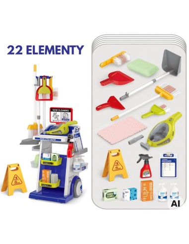 Children's cleaning set - trolley and vacuum cleaner 22 pieces