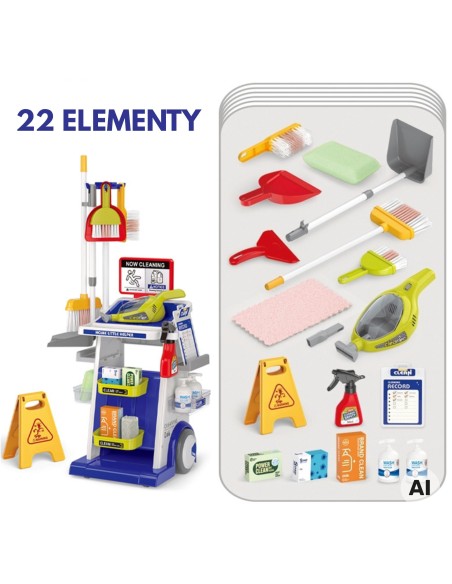 Children's cleaning set - trolley and vacuum cleaner 22 pieces