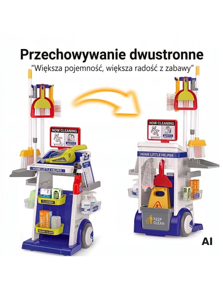 Children's cleaning set - trolley and vacuum cleaner 22 pieces