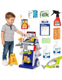 Children's cleaning set - trolley and vacuum cleaner 22 pieces