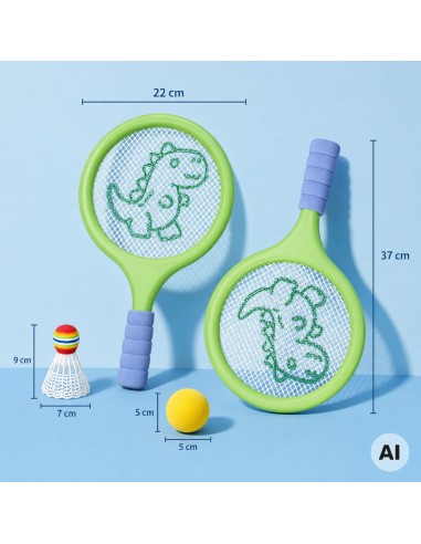 Tennis rackets for children - set with foam ball and shuttlecock