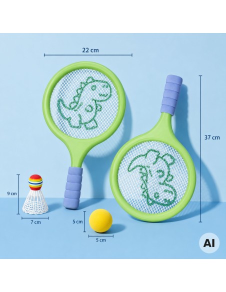 Tennis rackets for children - set with foam ball and shuttlecock