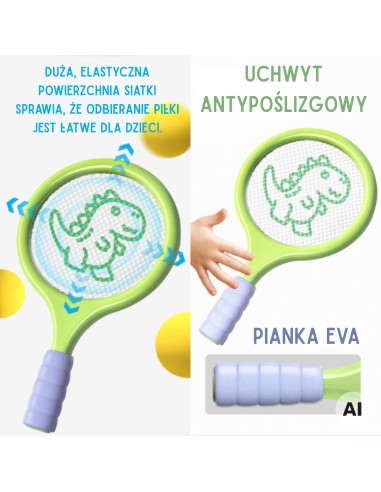 Tennis rackets for children - set with foam ball and shuttlecock
