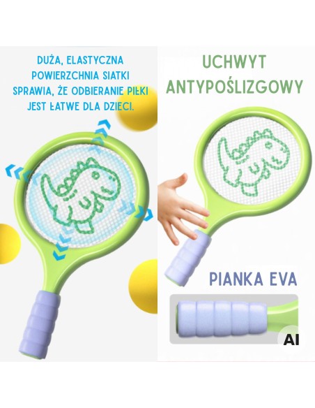Tennis rackets for children - set with foam ball and shuttlecock