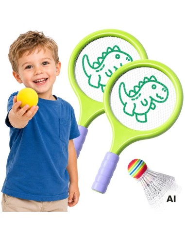 Tennis rackets for children - set with foam ball and shuttlecock